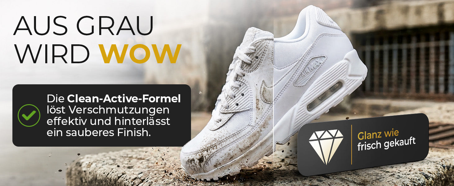 Aus Grau wird Wow – die Clean-Active-Formel löst Verschmutzungen und hinterlässt ein sauberes Finish