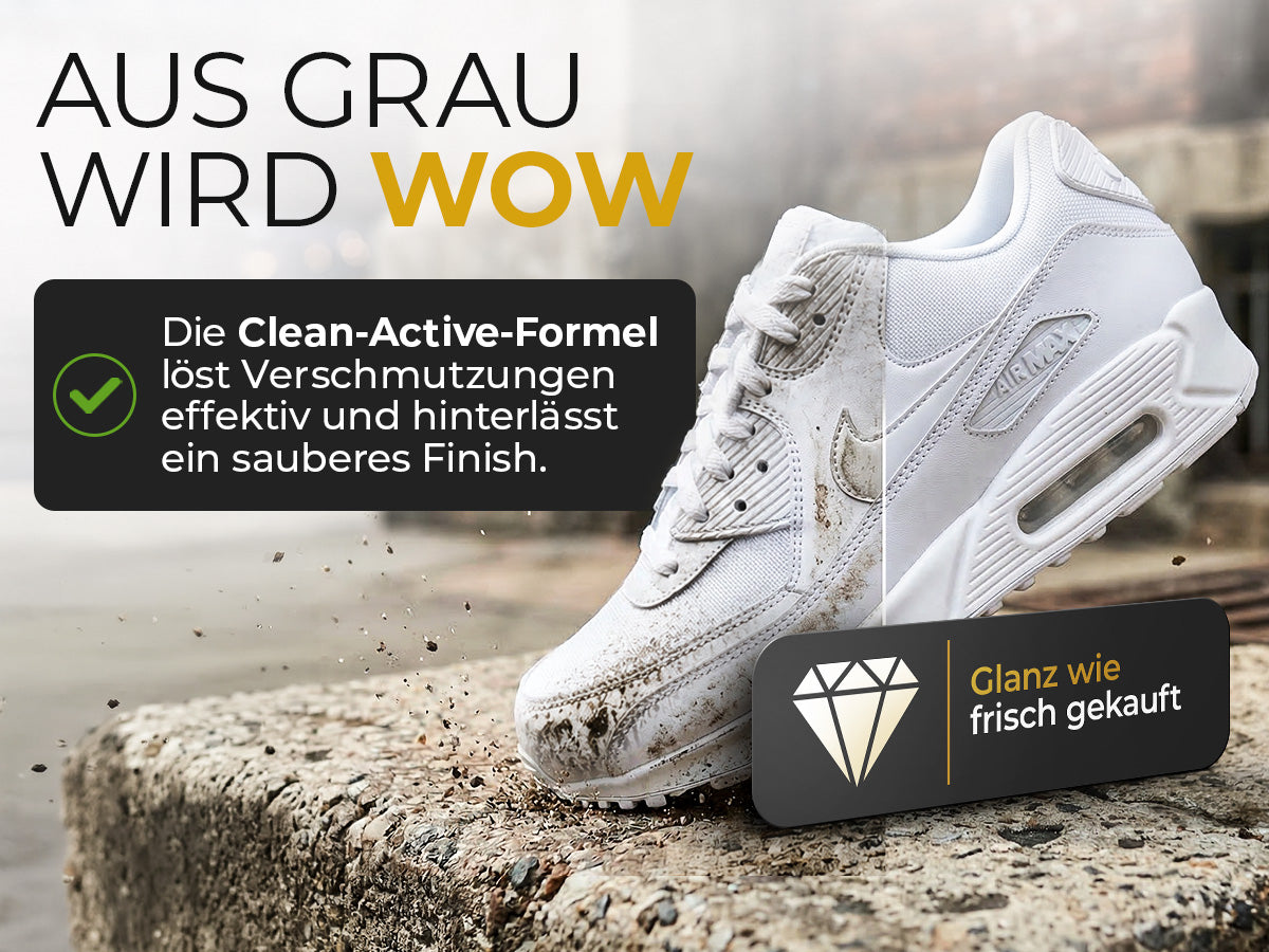 Aus Grau wird Wow – die Clean-Active-Formel löst Verschmutzungen und hinterlässt ein sauberes Finish
