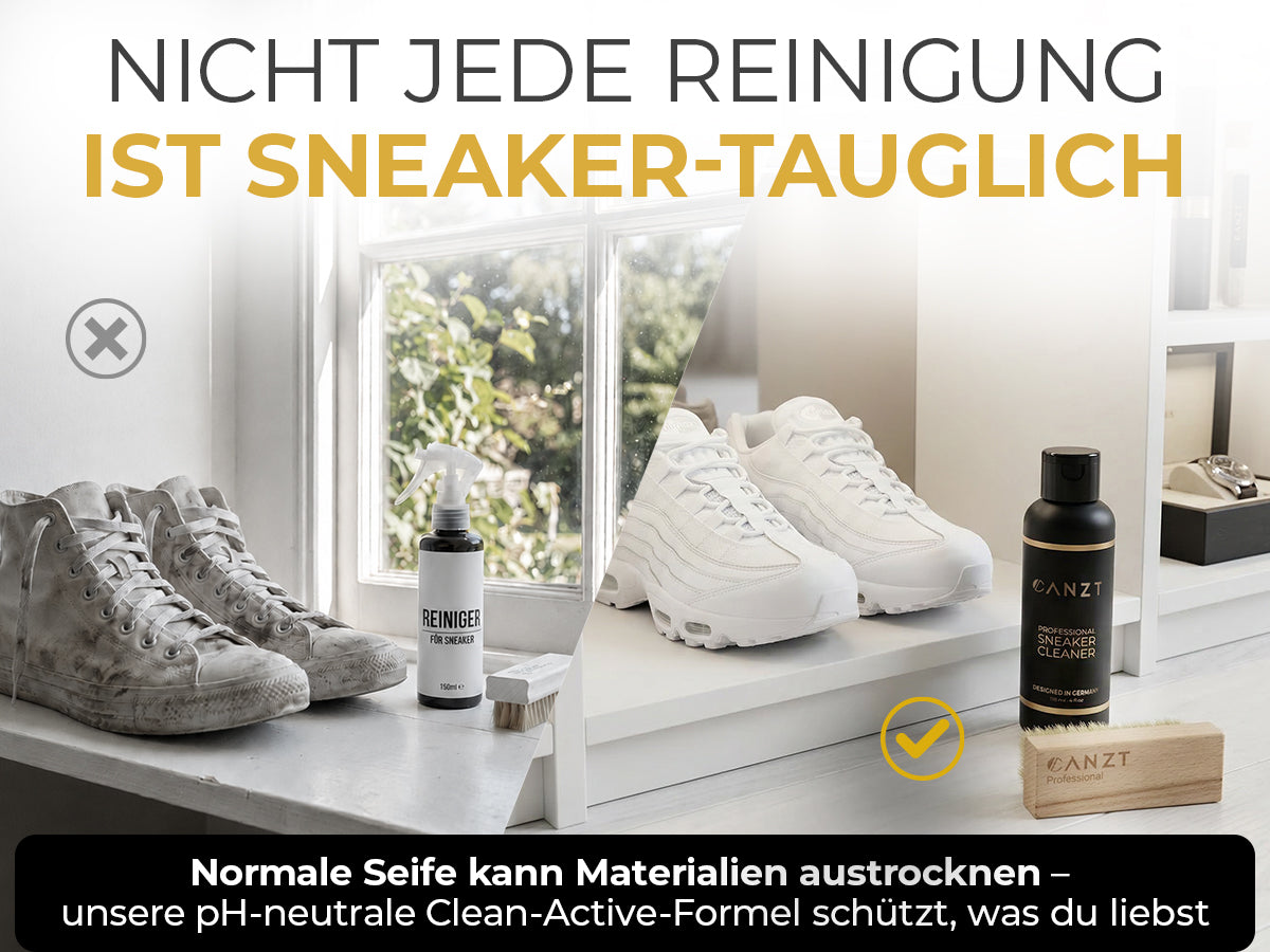 Nicht jede Reinigung ist sneakertauglich – normale Seife kann Materialien austrocknen