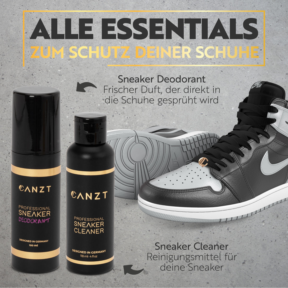 Sneaker Deodorant und Sneaker Cleaner aus der Canzt Black Box