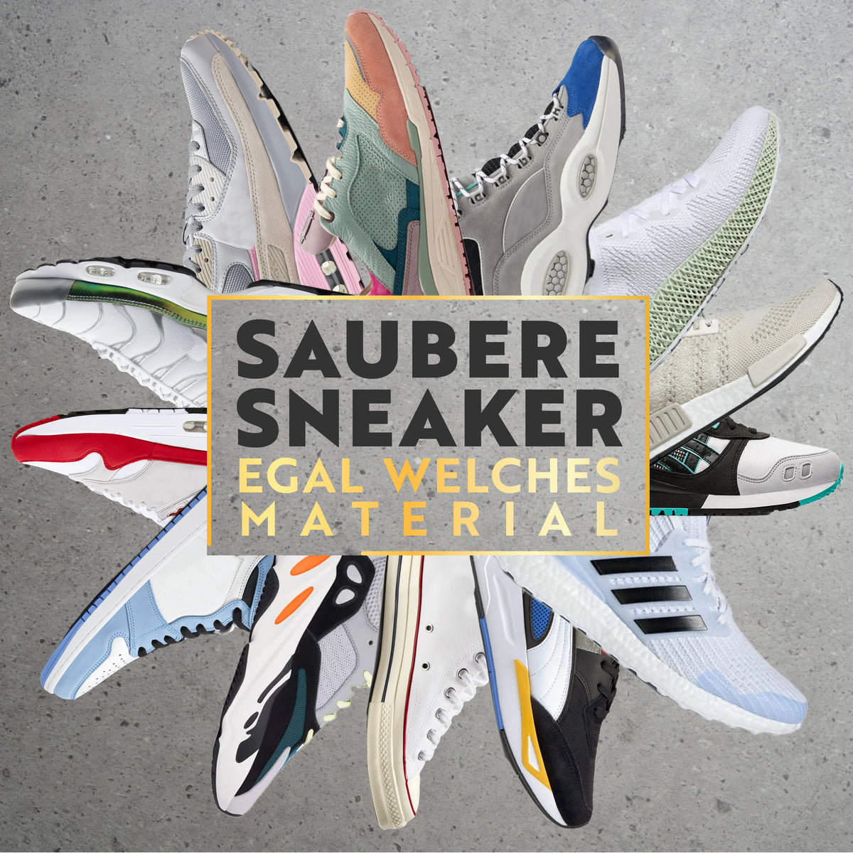 Verschiedene Sneaker-Modelle: die Black Box eignet sich für jedes Material